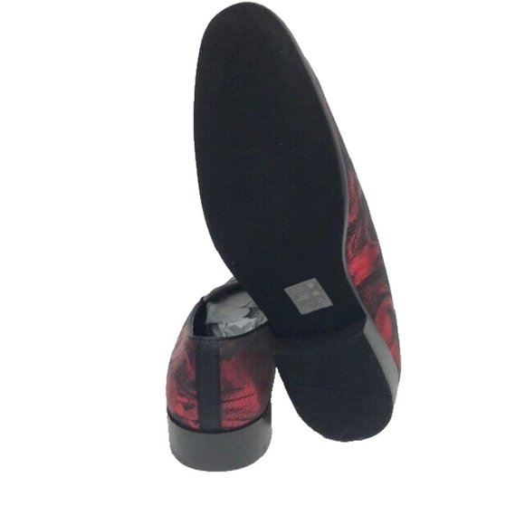 Amail Men\'s Red Slip on Shoes Metallic Abstract with Horn Tassels Sizes 9 - 11 main image 5